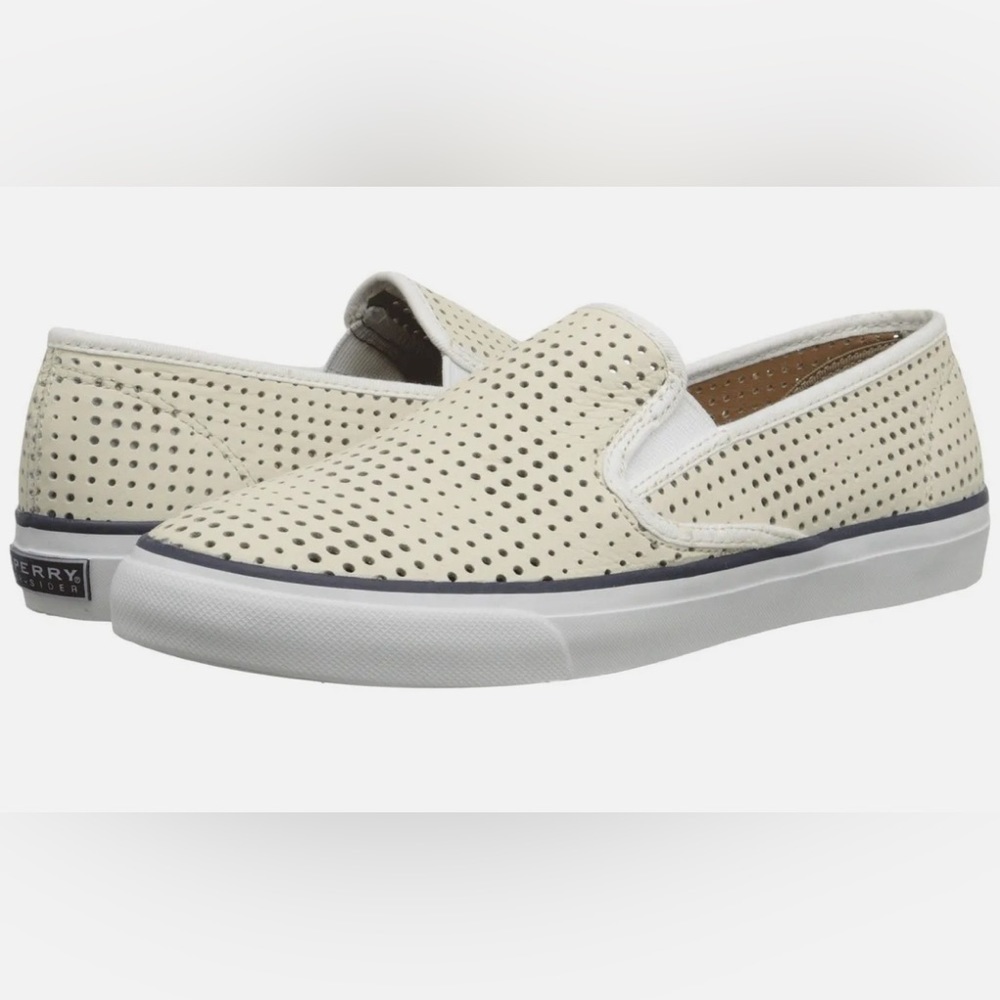 SPERRY Women’s Cream Leather Slip Ons, Size 7​​​​​